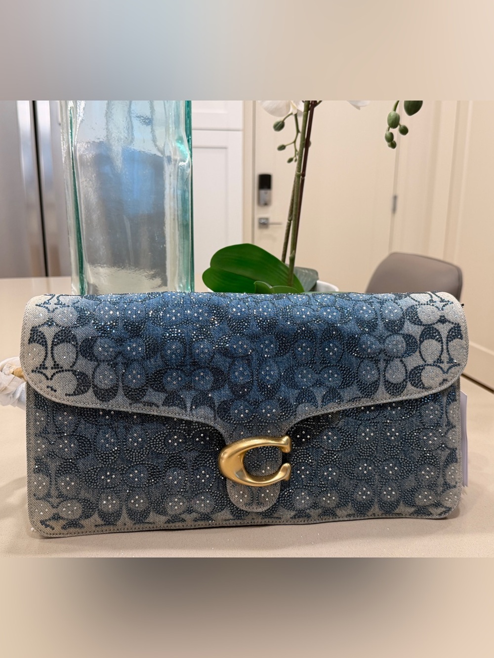 Coach Tabby 36 Crystal Denim Signature NWT